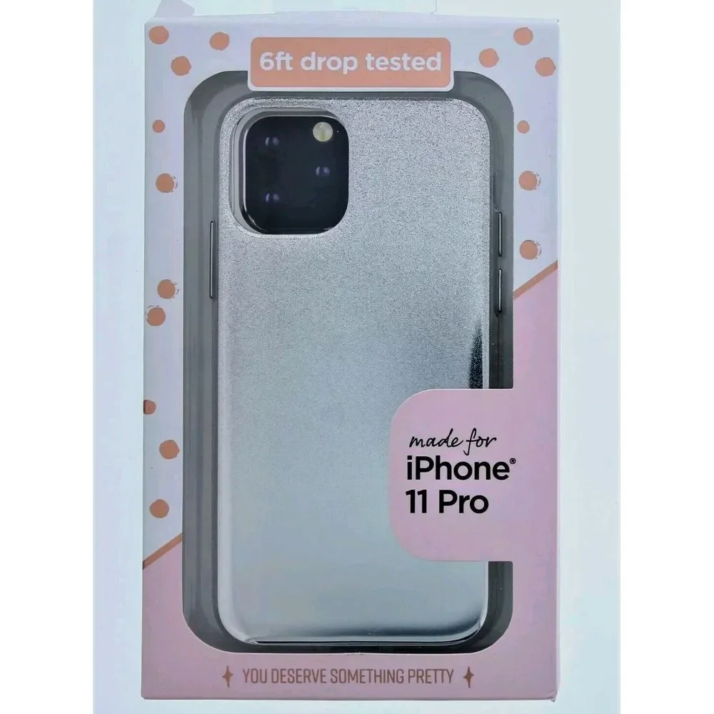 Fellowes Silver/Glitter Cell Phone Case For iPhone 11 Pro